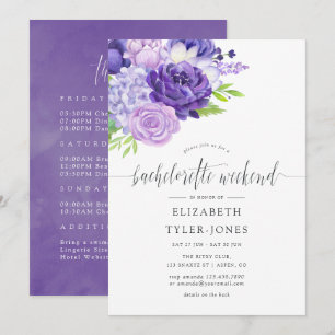 Ultra Violet Floral Bachelorette Wochenendreise Einladung