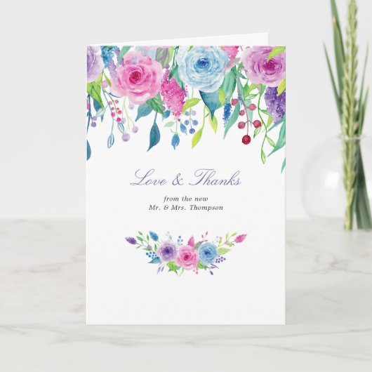 Ultra Violet Floral Foto Danke Karte (Vorderseite)