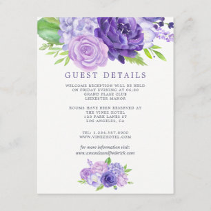 Ultra Violet Floral Wedding Gast Details Begleitkarte