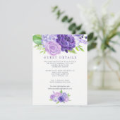 Ultra Violet Floral Wedding Gast Details Begleitkarte (Stehend Vorderseite)