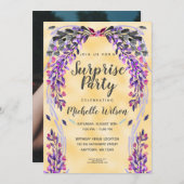 Ultra-Violet-GLITTER-Foto Überraschung Party Einladung (Vorne/Hinten)