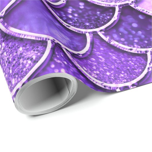 Ultra-Violet-Glitzer-Mermaid-Skala Geschenkpapier (Rolleneckpunkt)