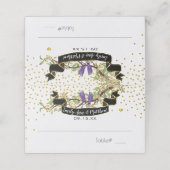 Ultra-Violet-Gold-Confetti-Lila-Gelbvögel Platzkarte (Außenseite Aufgefaltet)