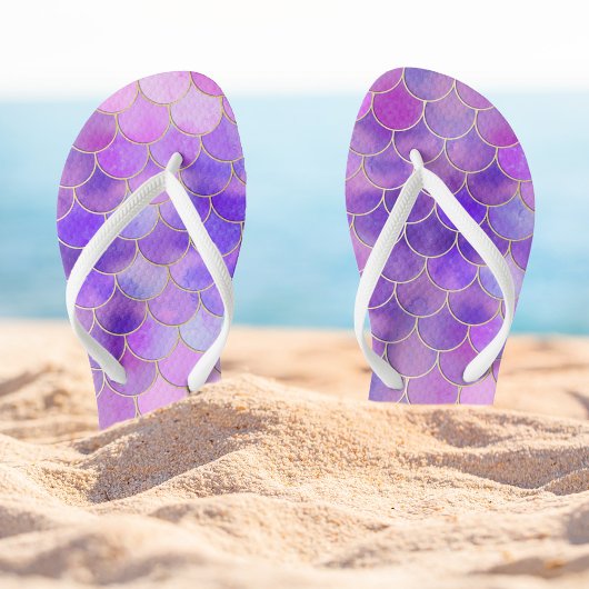 Ultra Violet & Gold Mermaid Scanner Badesandalen