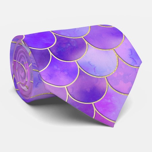 Ultra Violet & Gold Mermaid Scanner Krawatte (Gerollt)