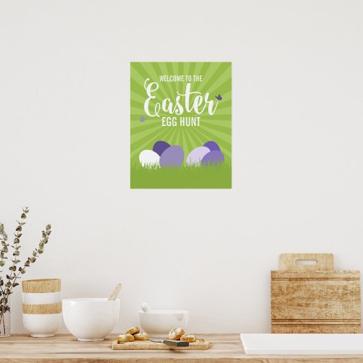 Ultra-Violet & Green Oaster Egg Hunt Sign Poster (Küche)