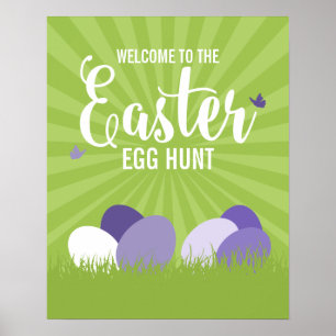 Ultra-Violet & Green Oaster Egg Hunt Sign Poster
