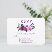 Ultra-Violet-Hochzeit mit Lila Blumenwasser RSVP Karte (Stehend Vorderseite)
