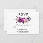 Ultra-Violet-Hochzeit mit Lila Blumenwasser RSVP Karte (Vorne/Hinten)