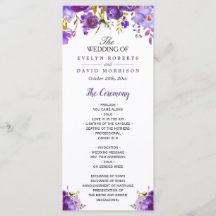 Ultra-Violet-Hochzeitsprogramm für Lila Blumen Programm