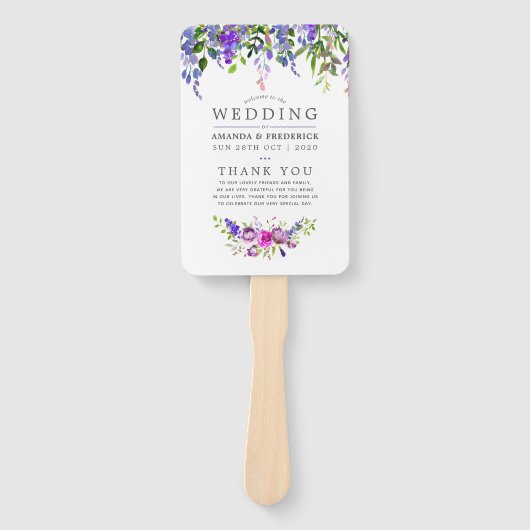 Ultra-Violet-Hochzeitsprogramm für Wasserfarbenflo Fächer (Vorderseite)