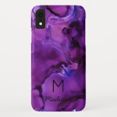 Ultra-Violet Lila Alkoholtinte Textur Monogramm Case-Mate iPhone Hülle (Rückseite)