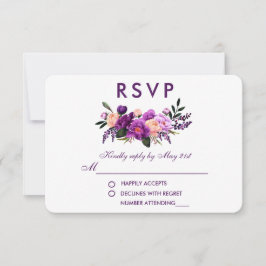 Ultra-Violet-Lila-Blumenwasser-Hochzeit VP RSVP Karte