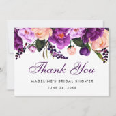 Ultra-Violet-Lila Brautparty mit Blumenmuster dank Einladung (Vorderseite)