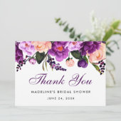 Ultra-Violet-Lila Brautparty mit Blumenmuster dank Einladung (Stehend Vorderseite)