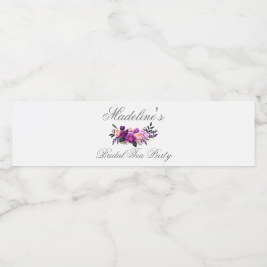 Ultra-Violet Lila Brautparty Tee Party Wasserflaschenetikett (Einzelnes Label)