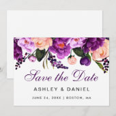 Ultra Violet Lila Floral Save the Date GP (Vorne/Hinten)