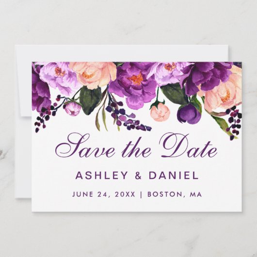 Ultra-Violet-Lila-Floral Save the Date V (Vorderseite)