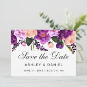 Ultra-Violet-Lila-Floral Save the Date V (Stehend Vorderseite)