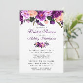 Ultra-Violet-Lila-florales Brautparty - Einladung  (Stehend Vorderseite)