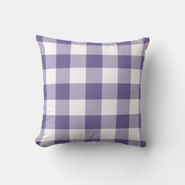 Ultra Violet Lila Gingham-Muster geprüft Kissen (Vorderseite)