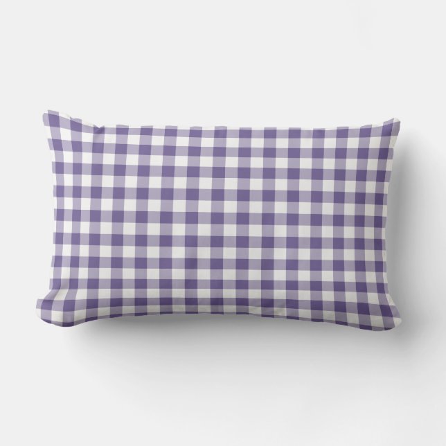Ultra Violet Lila Gingham-Muster geprüft Kissen Für Draußen (Vorderseite)
