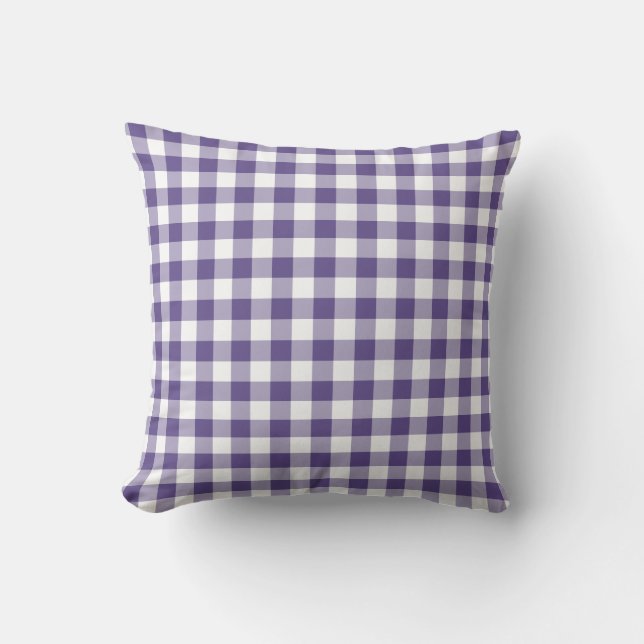 Ultra Violet Lila Gingham Pattern Kissen (Vorderseite)