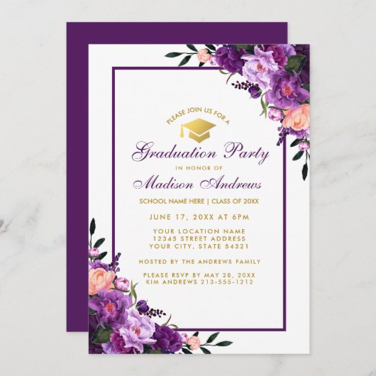 Ultra-Violet-Lila-Graduiertengruppe lädt zur PFB e Einladung (Vorne/Hinten)