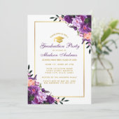 Ultra-Violet-Lila-Graduiertenparty lädt zur PB ein Einladung (Stehend Vorderseite)