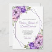 Ultra-Violet Lila-rosafarbene, geometrische Hochze Ankündigung (Vorderseite)