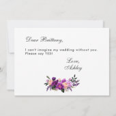 Ultra-Violet Lila Wasserfarbe Blumenüberhänge Einladung (Rückseite)