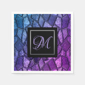 Ultra-Violet-Mosaikglas-Monogramm-Papier Napkins Serviette (Vorderseite)