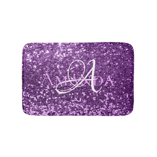 Ultra-Violet-Name für Lila Glitzer Monogram Badematte (Vorderseite)