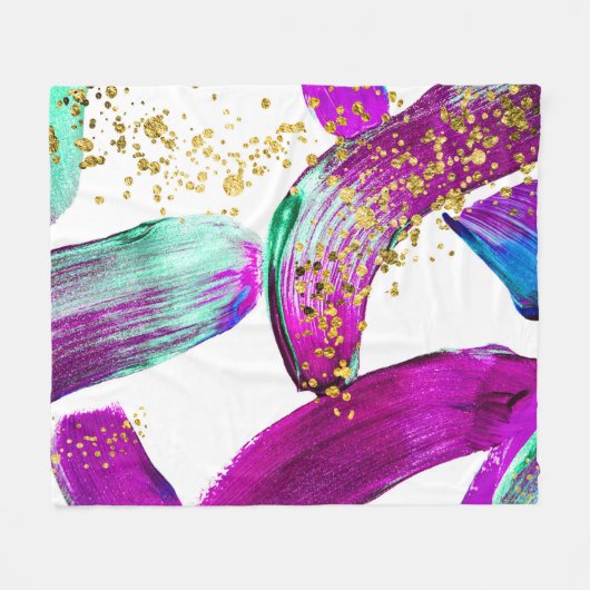 Ultra-Violet-Pinsel: Abstrakte Kunst Fleecedecke (Vorderseite (Horizontal))