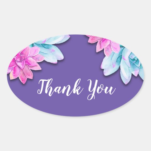 Ultra-Violet-Sukkulationen Moderne, kühne, florale Ovaler Aufkleber (Vorderseite)