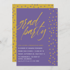 Ultra-Violet- und Gold-Konfetti-Graduierungspartei Einladung