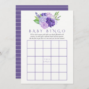 Ultra Violet Wasserfarbe Blumenbaby Dusche Bingo Einladung