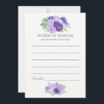 Ultra Violet Wasserfarbe Blumenbridal Mama Beratun Hinweiskarte<br><div class="desc">Aquarellfarbene,  blumengeschmückte Brautparty-Wörter von Weisheitskarten,  die die Farbe des Jahres 2018 Ultraviolett mit kompatiblen Farbtönen von lila. Zu den Blume zählen Hydrangea,  Lavendel,  Pfannenbäume und Rose.</div>