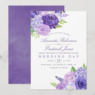 Ultra-Violet-Wasserfarben-Hochzeit - Einladung