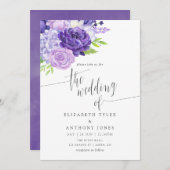 Ultra-Violet-Wasserfarben-Hochzeit - Einladung (Vorne/Hinten)