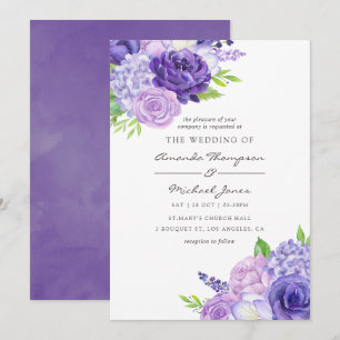 Ultra-Violet-Wasserfarben-Hochzeit - Einladung