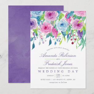Ultra-Violet-Wasserfarben-Hochzeit - Einladung