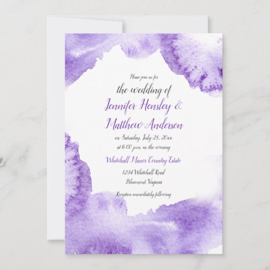 Ultra-Violet-Wasserfarbensplash Einladung (Vorderseite)