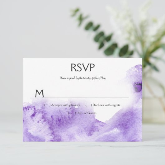 Ultra-Violet-Wasserfarbensplash-UAWG RSVP Karte (Stehend Vorderseite)