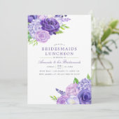 Ultra Violet Watercolor Bridesmaids Luncheon Einladung (Stehend Vorderseite)