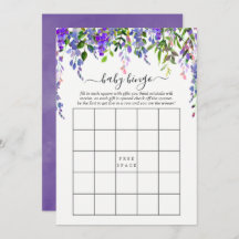 Ultra Violet Watercolor Floral Baby Bingo