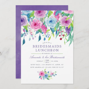 Ultra Violet Watercolor Floral Bridesmaid Luncheon Einladung