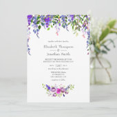 Ultra Violet Wedding Watercolor Floral Einladung (Stehend Vorderseite)