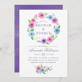 Ultra-Violett-Blumenbrunch und Bubbly Einladung (Vorne/Hinten)