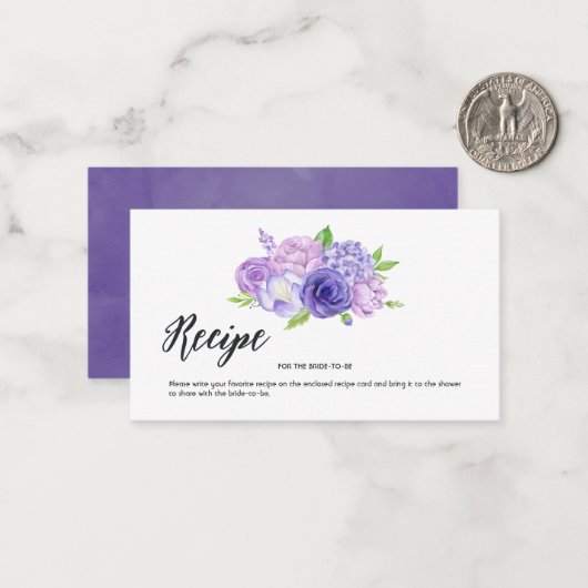 Ultra-Violett-Brautparty-Rezept Beilage Mitteilungskarte (Vorderseite/Rückseite Beispiel)